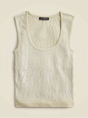 J. Crew Cream Sequin Ribbed Knit Tank Top